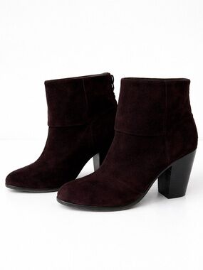 Rag & Bone Newbury Boots Burgundy Suede Block Heel Ankle Booties 38.5 8.5